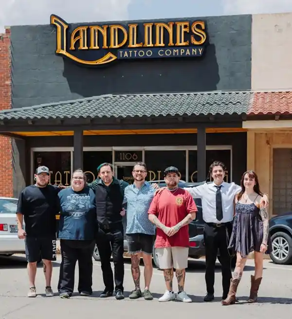 Contact Landlines Tattoo Company Building Night Lubbock Texas Tattoo Shop Company Lubbock Texas Landlines Tattoo Company Artists Walkin Tattoos Custom Tattoos Piercings Walk-in