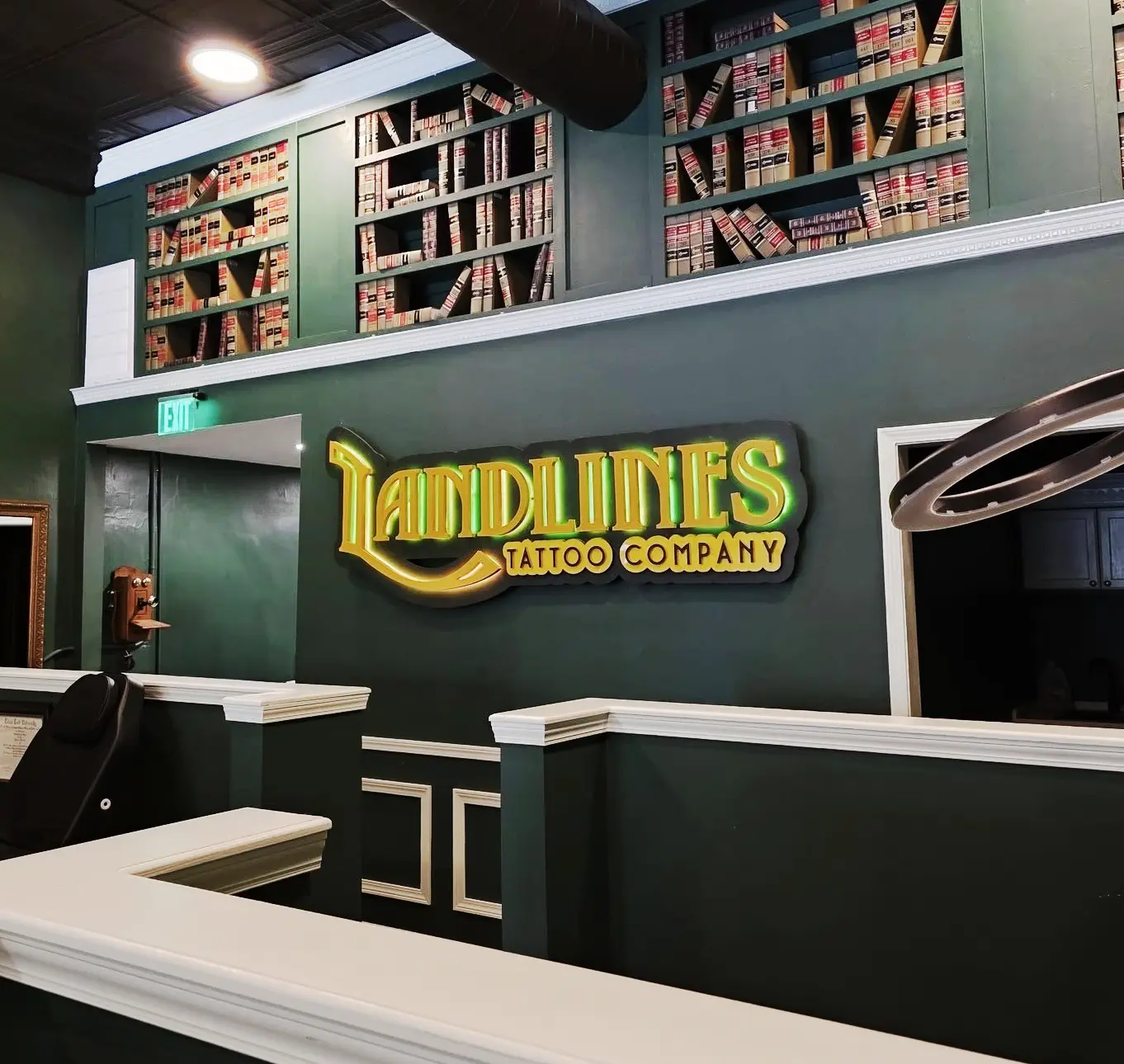 Contact Landlines Building Night Lubbock Texas Tattoo Shop Company Lubbock Texas Landlines Tattoo Company Artists Walkin Tattoos Custom Tattoos Piercings Walk-in Artists Top Rated in Lubbock Tattoo Shop Parlor
